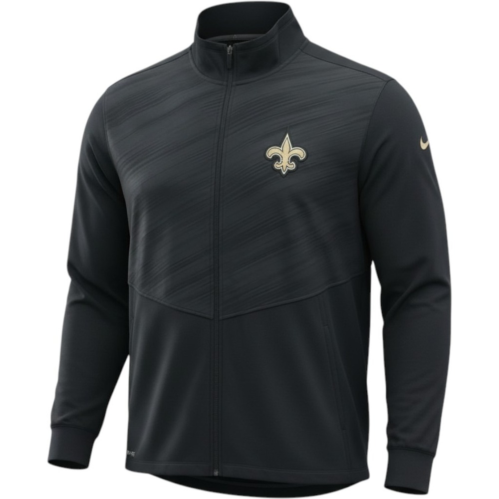 New Orleans Saints Nike Dri-Fit Full Zip Jacket Mens XXL Black Gold Logo NFL
